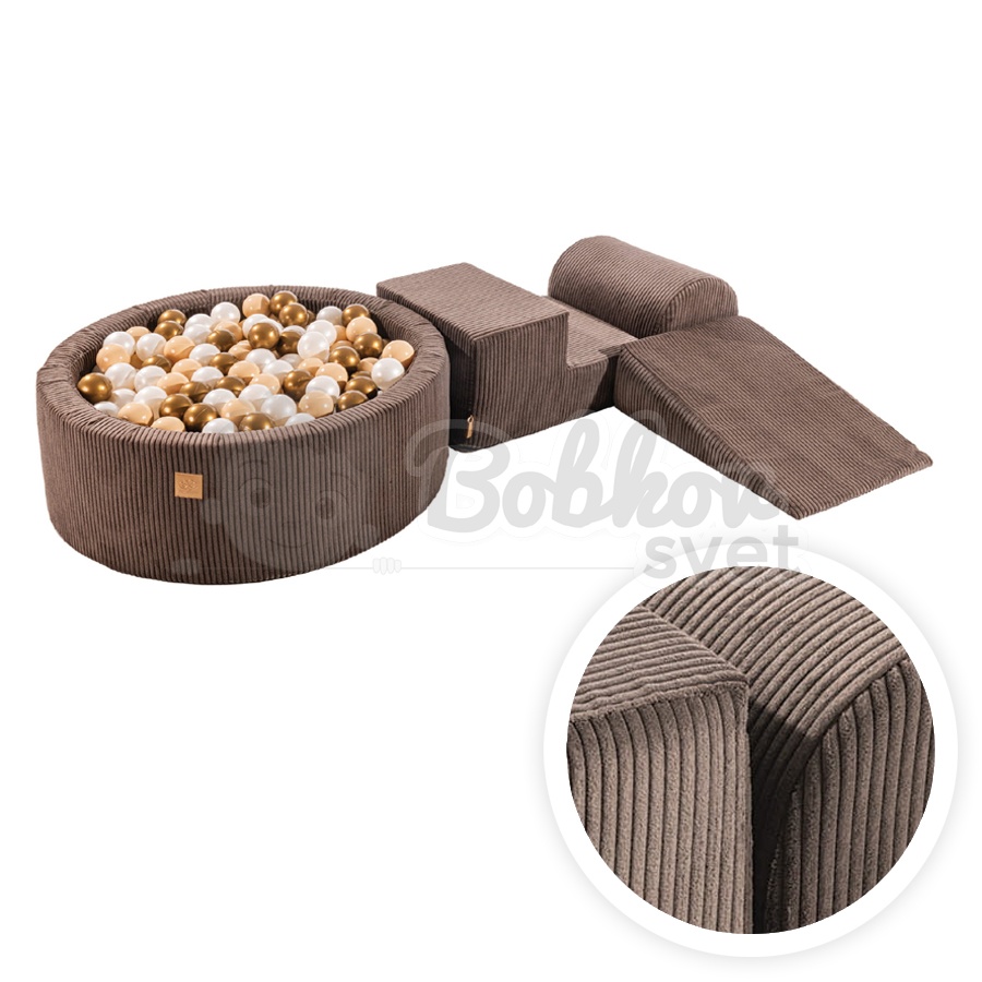 Penová hracia zostava so suchým bazénom model 9825 Corduroy Estetic BROWN s guličkami 200 ks