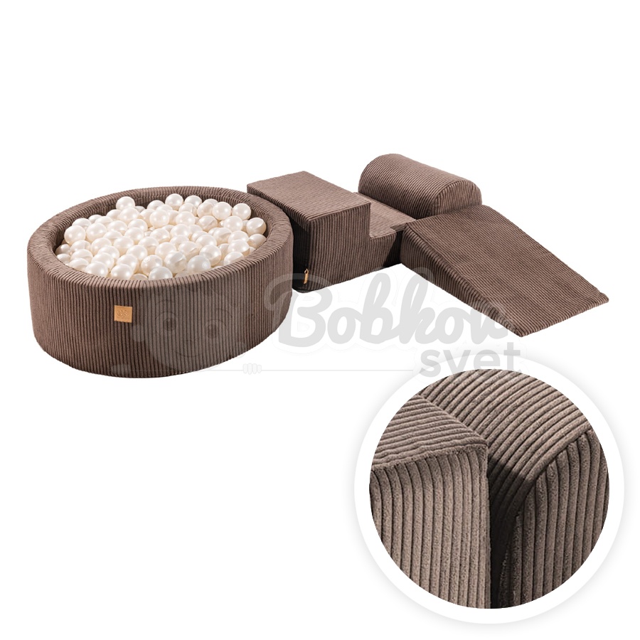 Penová hracia zostava so suchým bazénom model 9827 Corduroy Estetic BROWN s guličkami 200 ks