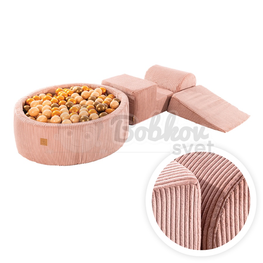 Penová hracia zostava so suchým bazénom model 9883 Corduroy Estetic PINK s guličkami 200 ks