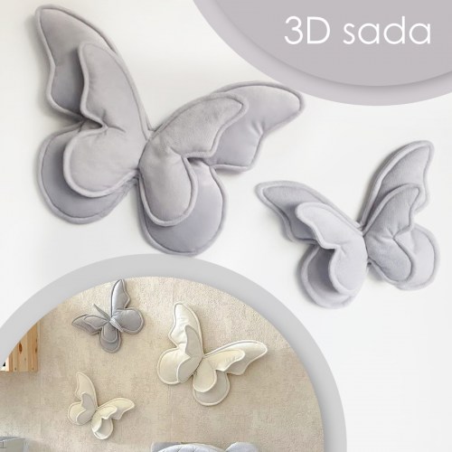 3D dekoračné motýle na stenu (sada 2 ks) - VELVET