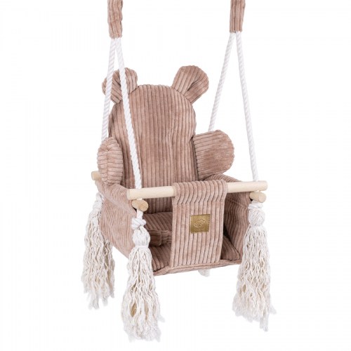 Detská hojdačka Bear Swing s pásom - Corduroy Estetic