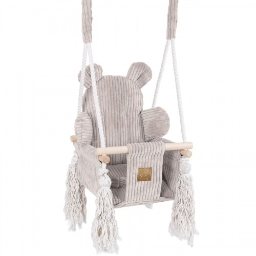 Detská hojdačka Bear Swing s pásom - Corduroy Estetic