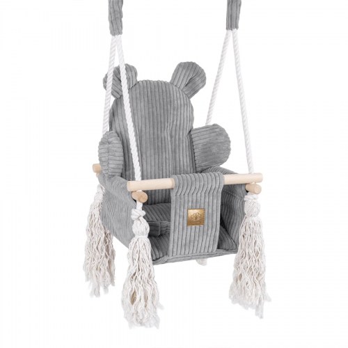 Detská hojdačka Bear Swing s pásom - Corduroy Estetic