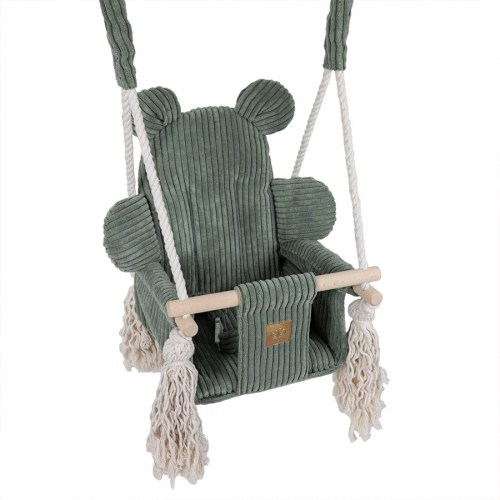 Detská hojdačka Bear Swing s pásom - Corduroy Estetic