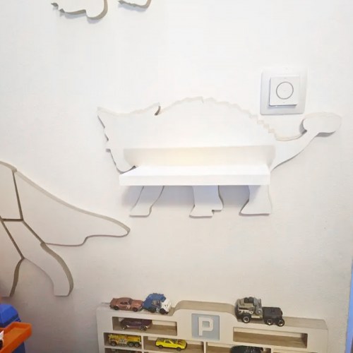 Drevená detská polička na stenu DINO 