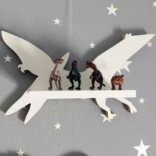 Drevená detská polička na stenu DINO Pterodaktyl