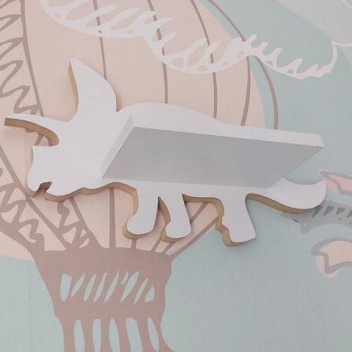 Drevená detská polička na stenu DINO - model Triceratops