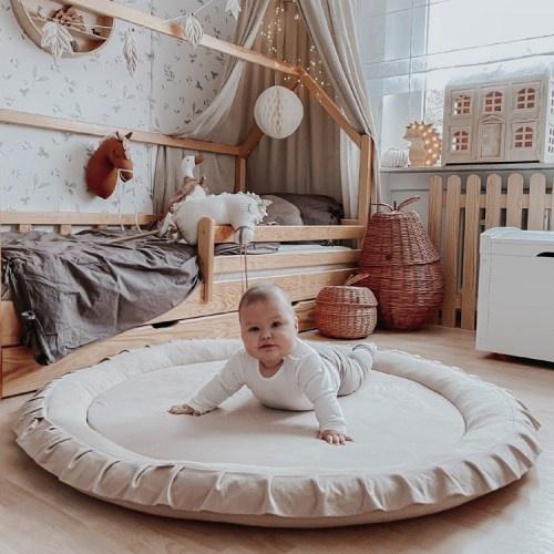 Detské hniezdo okrúhle s volánom / podložka na hranie 120 cm