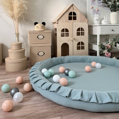 Detské hniezdo okrúhle s volánom / podložka na hranie 120 cm