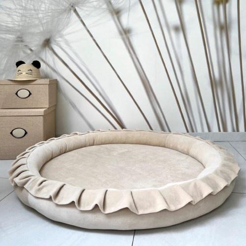 Detské hniezdo okrúhle s volánom VELVET / podložka na hranie 120 cm