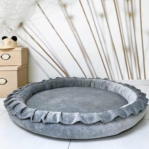 Detské hniezdo okrúhle s volánom VELVET / podložka na hranie 120 cm
