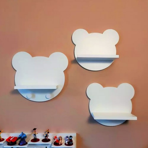 Drevené detské poličky SET 3 ks - BEARS s vešiakom