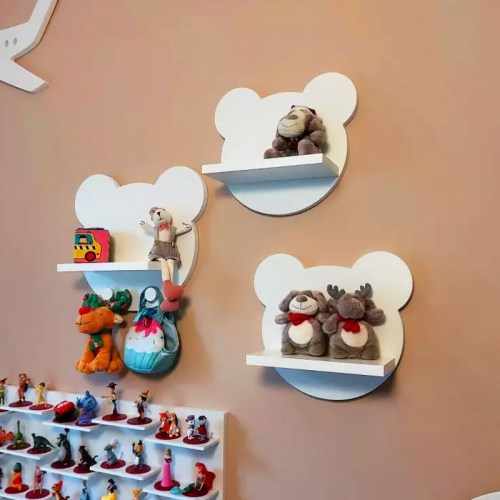 Drevené detské poličky SET 3 ks - BEARS s vešiakom