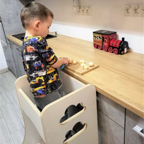 Pevná učiaca veža - Kitchen Helper - biela (Montessori pomocník v kuchyni pre deti) 