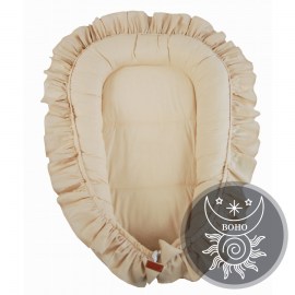Detské BOHO hniezdo pre bábätko s volánom - bavlnené hniezdo