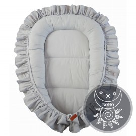Detské BOHO hniezdo pre bábätko s volánom - bavlnené hniezdo