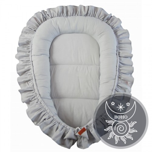 Detské BOHO hniezdo pre bábätko s volánom - bavlnené hniezdo
