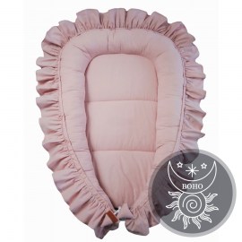 Detské BOHO hniezdo pre bábätko s volánom - bavlnené hniezdo