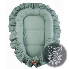 Detské BOHO hniezdo pre bábätko s volánom - bavlnené hniezdo