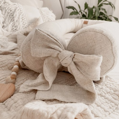 Kvalitné ľanové hniezdo pre bábätko / mantinel do postielky - BOHO
