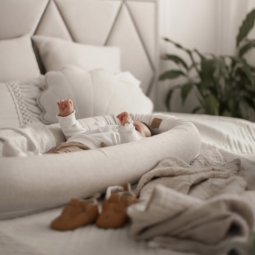 Kvalitné ľanové hniezdo pre bábätko / mantinel do postielky - BOHO