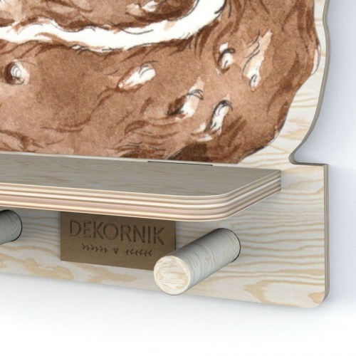 Preglejková drevená detská polička s vešiakom NATURE design DEKORNIK - netradičná polica
