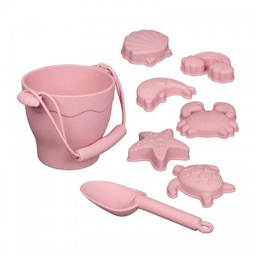 Silikónový set do piesku 8ks - SADA formičiek s vedierkom a lopatkou