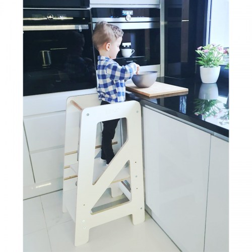 Rastúca učiaca veža - Kitchen Helper - biela (Montessori pomocník v kuchyni pre deti)