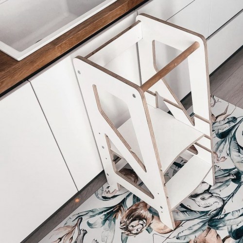 Rastúca učiaca veža - Kitchen Helper - biela (Montessori pomocník v kuchyni pre deti)