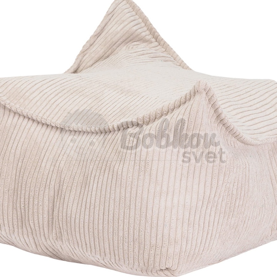 Sedací vak (taburet/puf) pre deti - menčester / Corduroy Estetic Square - ECRU