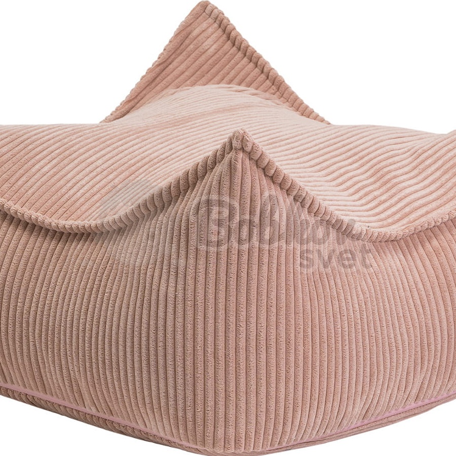 Sedací vak (taburet/puf) pre deti - menčester / Corduroy Estetic Square - PINK