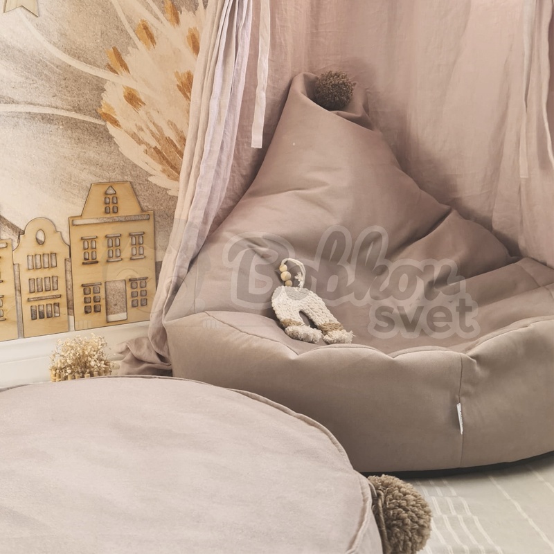 Sedací vak / puf s ozdobným brmbolcom kolekcia VELVET - béžový
