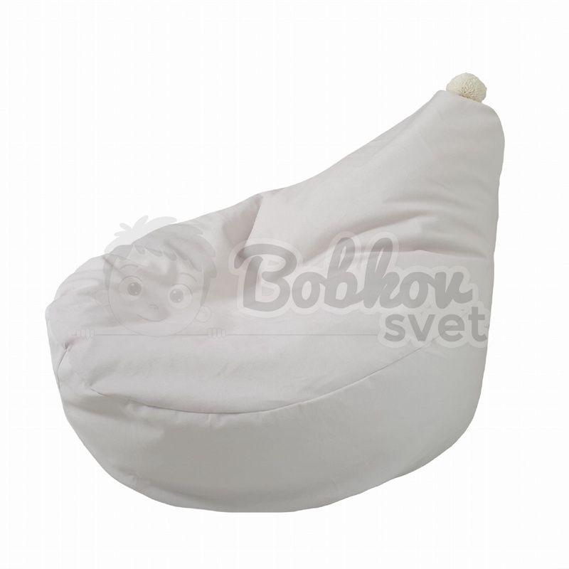Sedací vak / puf s ozdobným brmbolcom kolekcia VELVET - smotanový