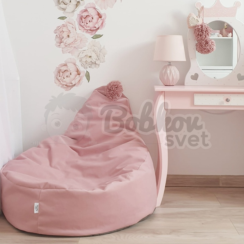 Sedací vak / puf s ozdobným brmbolcom kolekcia VELVET - ružový
