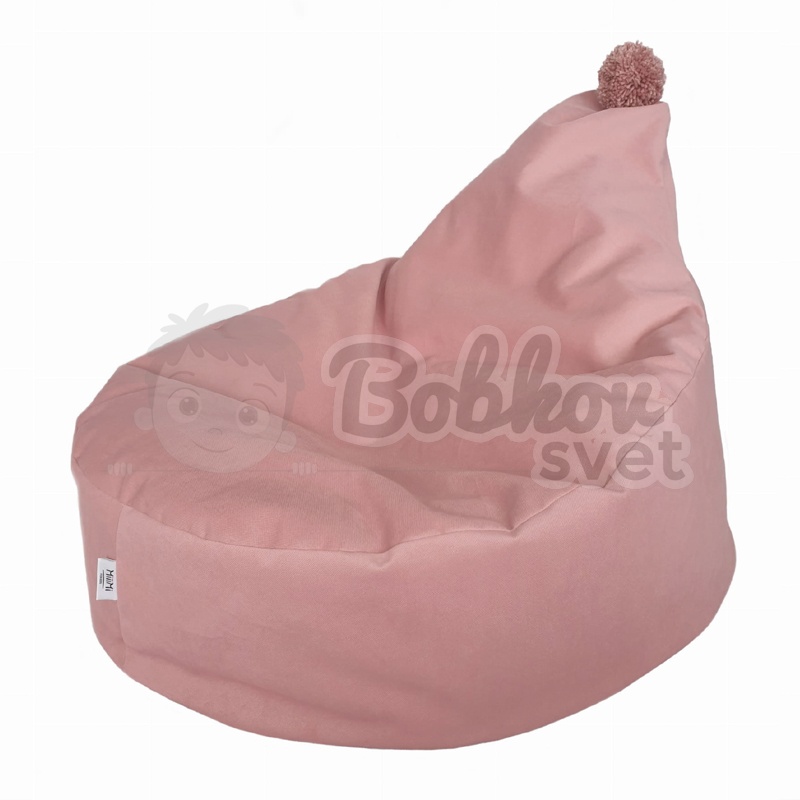 Sedací vak / puf s ozdobným brmbolcom kolekcia VELVET - ružový