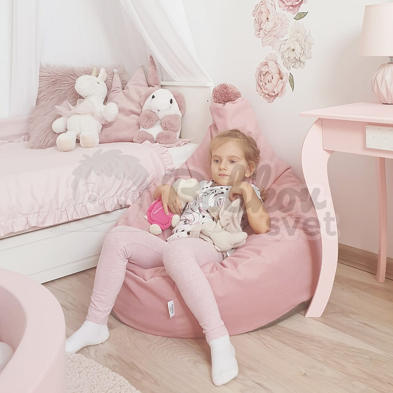 Sedací vak / puf s ozdobným brmbolcom kolekcia VELVET - ružový