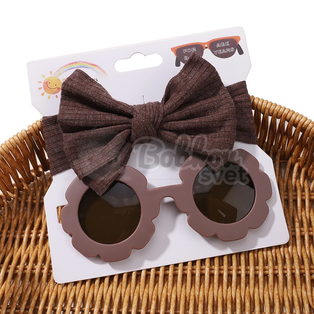 Detské slnečné okuliare a čelenka - SADA - choco