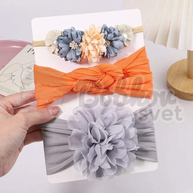 3 elastické čelenky do vlasov - SET Marigold