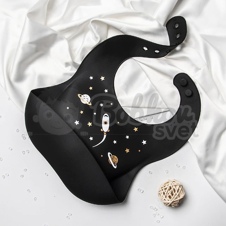 Silikónový podbradník s vreckom EXTRA SOFT - vesmír BLACK
