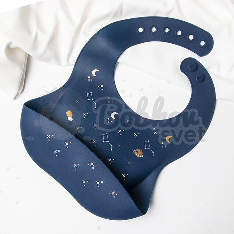 Silikónový podbradník s vreckom EXTRA SOFT - hviezdy NAVY