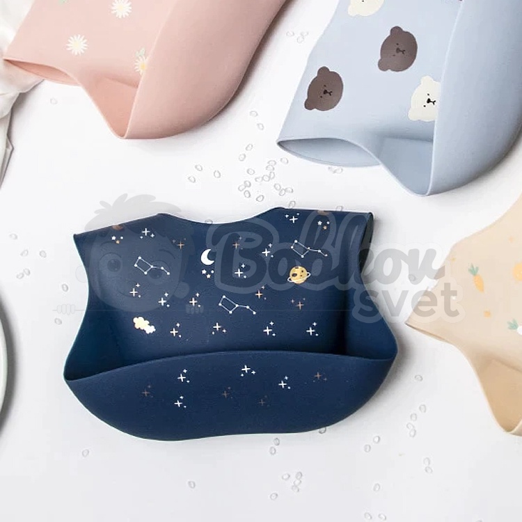 Silikónový podbradník s vreckom EXTRA SOFT - hviezdy NAVY