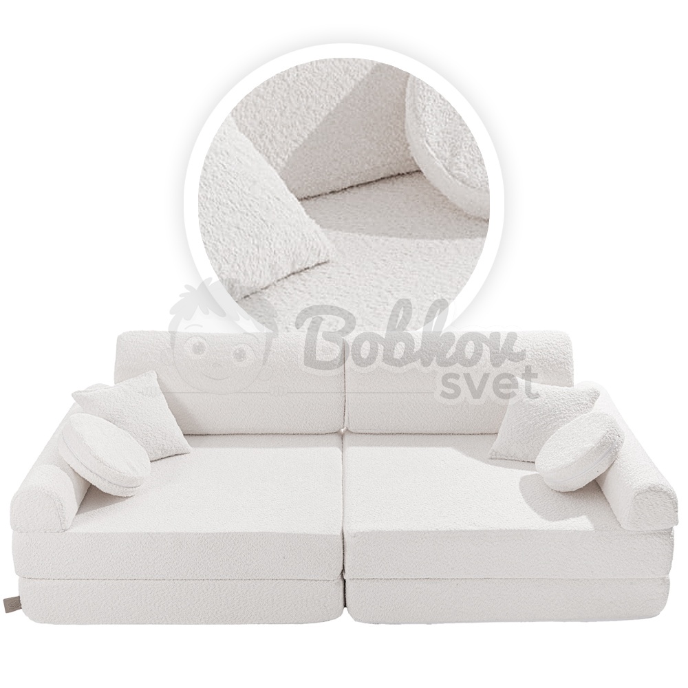 Veľký skladací bunker - SOFA premium BOUCLE - WHITE 160 cm
