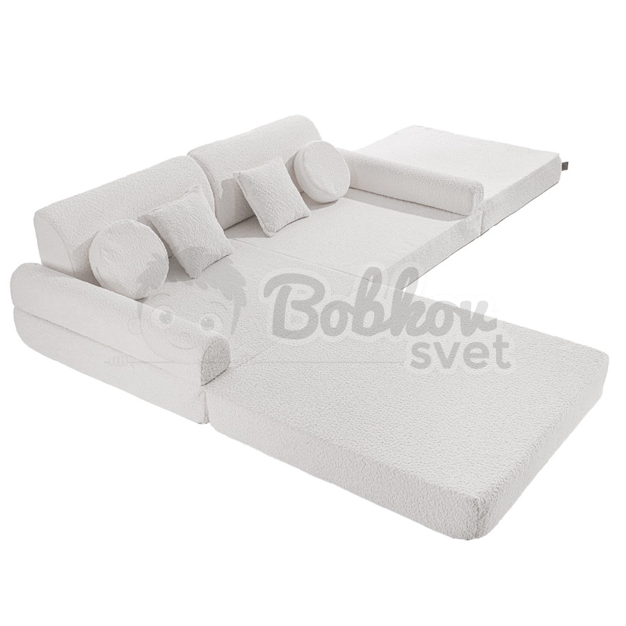 Veľký skladací bunker - SOFA premium BOUCLE - WHITE 160 cm