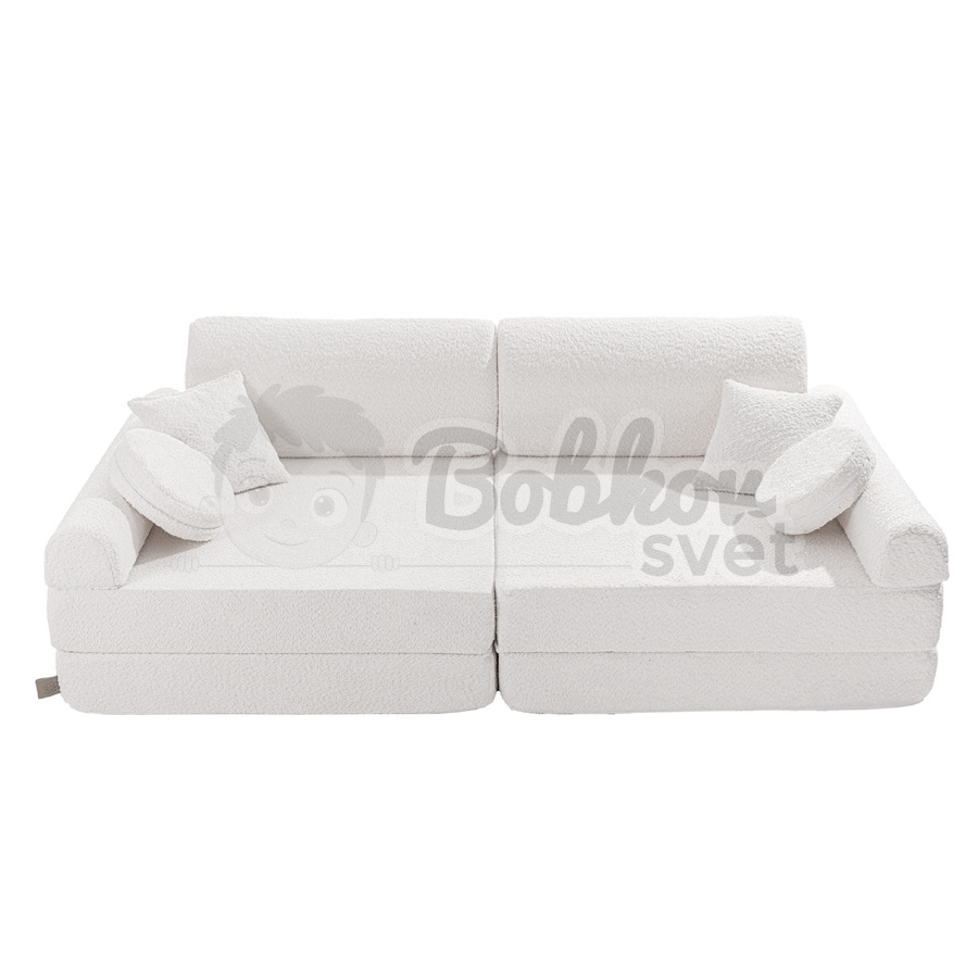 Veľký skladací bunker - SOFA premium BOUCLE - WHITE 160 cm