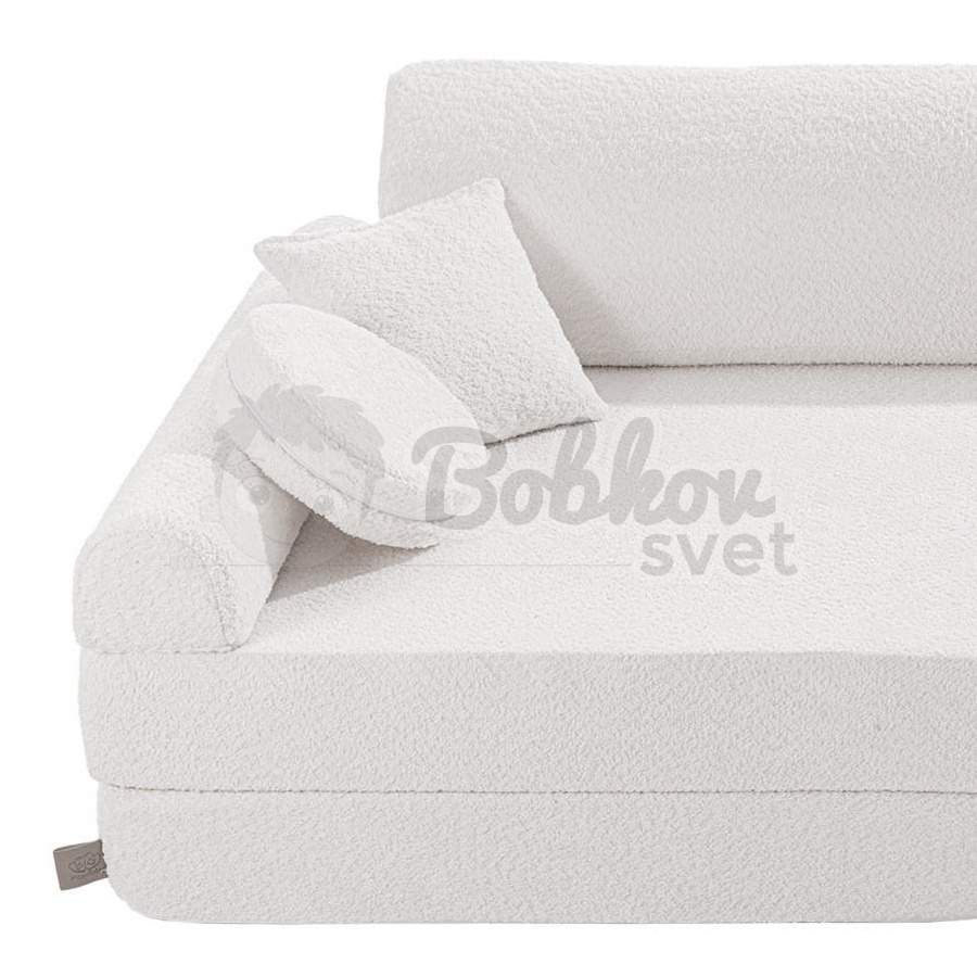 Veľký skladací bunker - SOFA premium BOUCLE - WHITE 160 cm