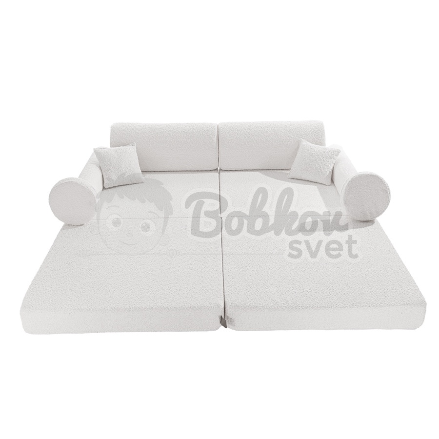Veľký skladací bunker - SOFA premium BOUCLE - WHITE 160 cm