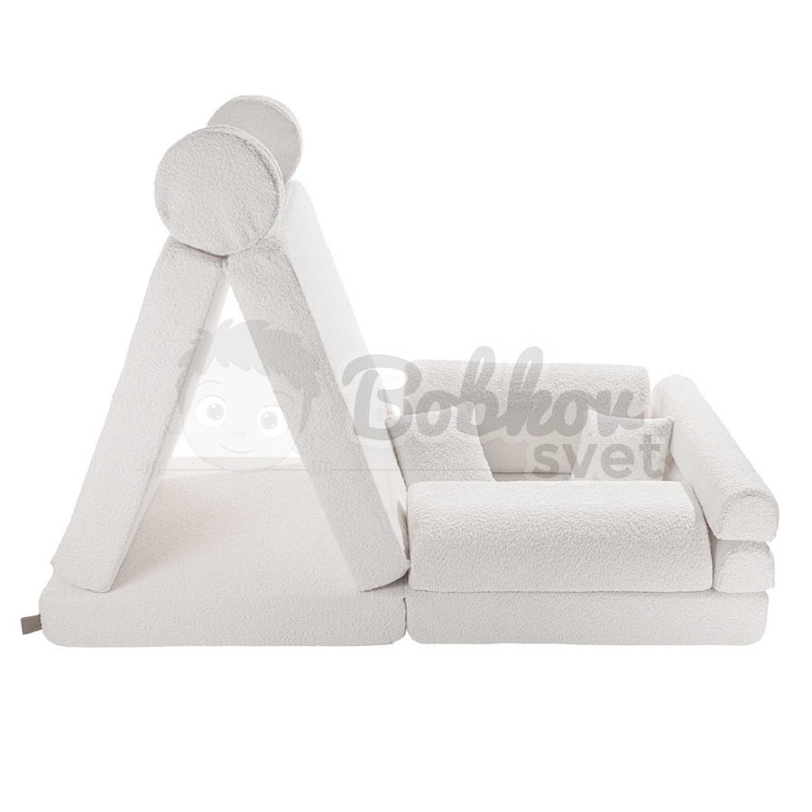 Veľký skladací bunker - SOFA premium BOUCLE - WHITE 160 cm