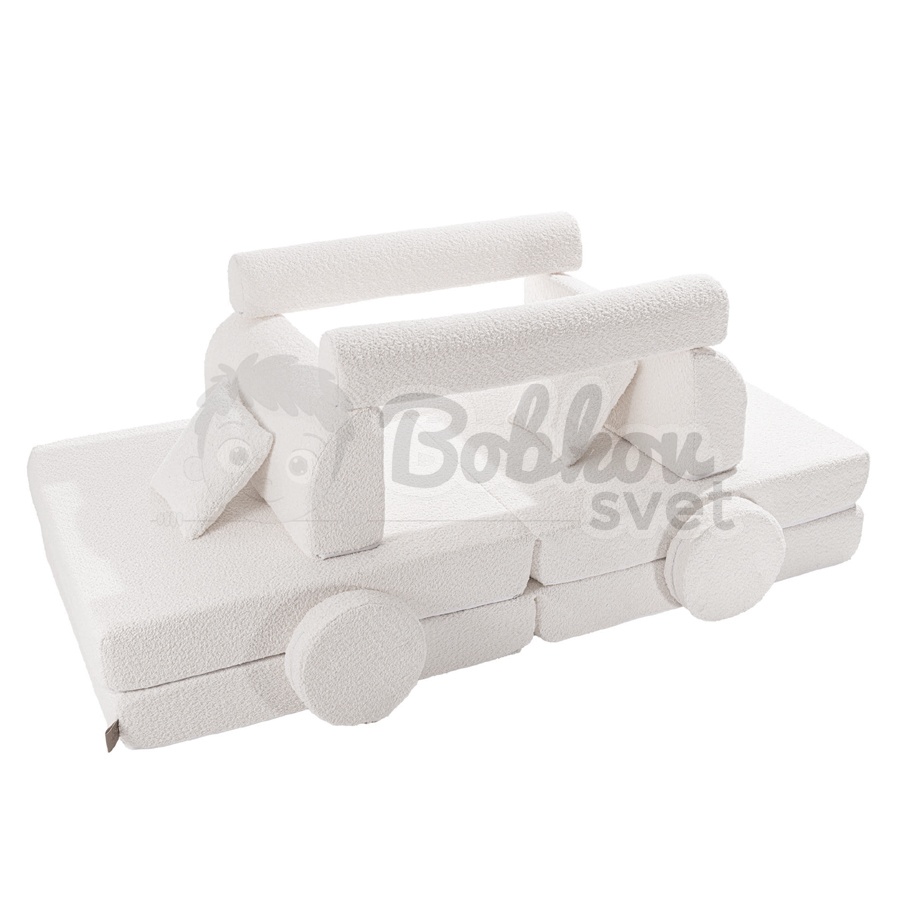 Veľký skladací bunker - SOFA premium BOUCLE - WHITE 160 cm