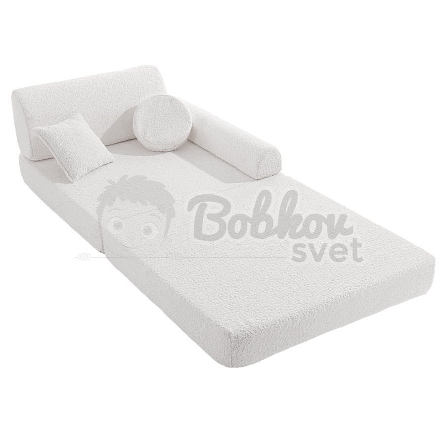 Veľký skladací bunker - SOFA premium BOUCLE - WHITE 160 cm