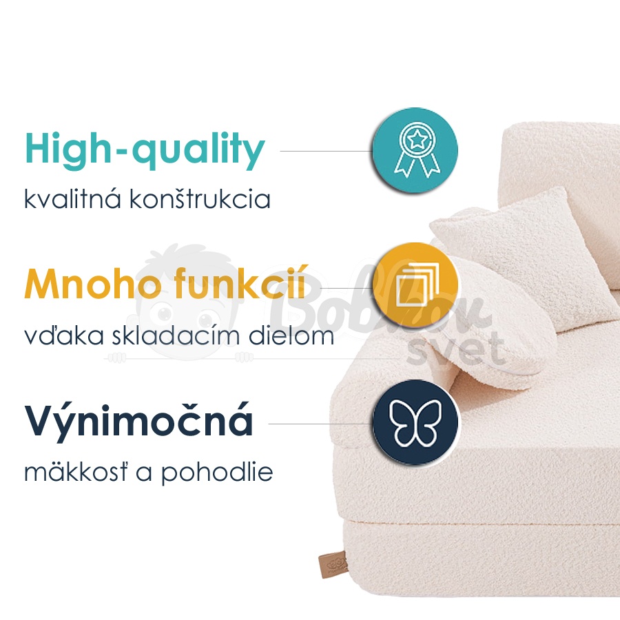 Veľký skladací bunker - SOFA premium BOUCLE - BROWN 160 cm